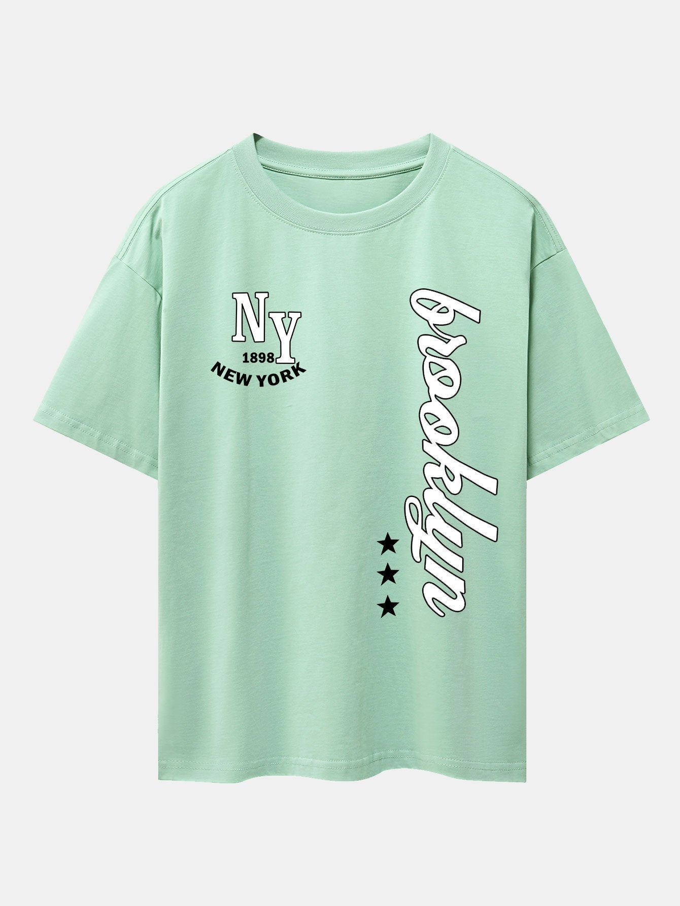 New York Brooklyn Print Drop Shoulder Oversize T-Shirt