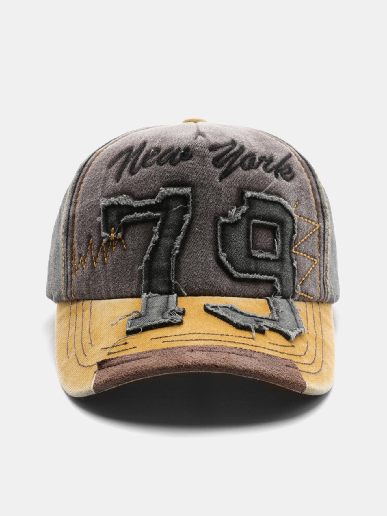 New York 79 Embroidery Washed Distressed Baseball Cap