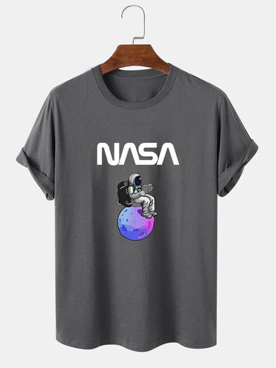 Astronaut Reading Book Print T-Shirt