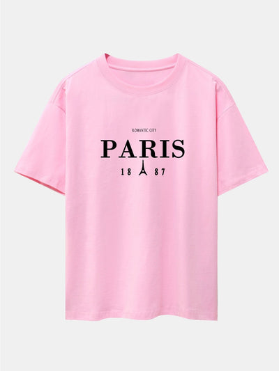 Paris Print Drop Shoulder Oversize T-Shirt