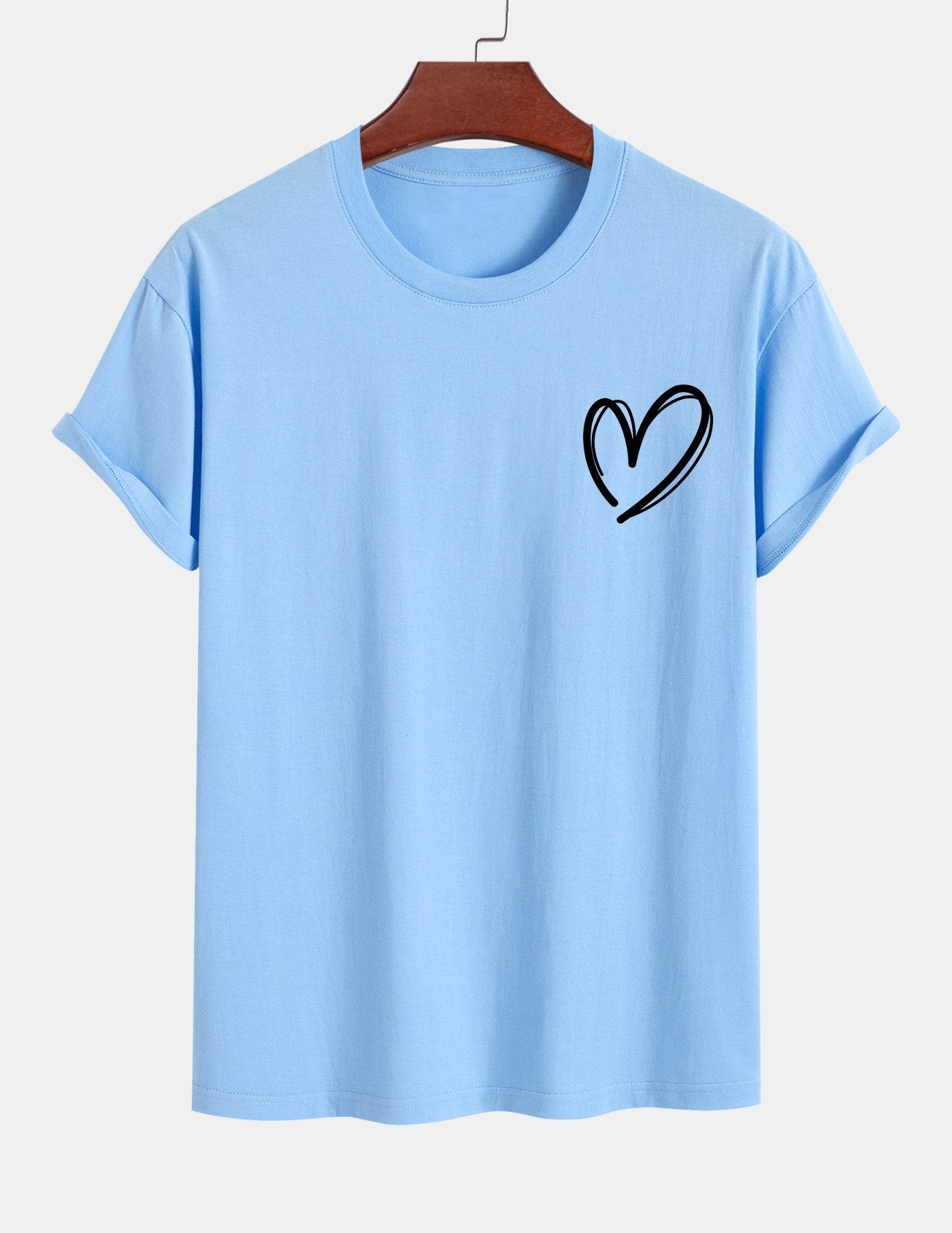 Regular Fit Heart Print Cotton T-Shirt