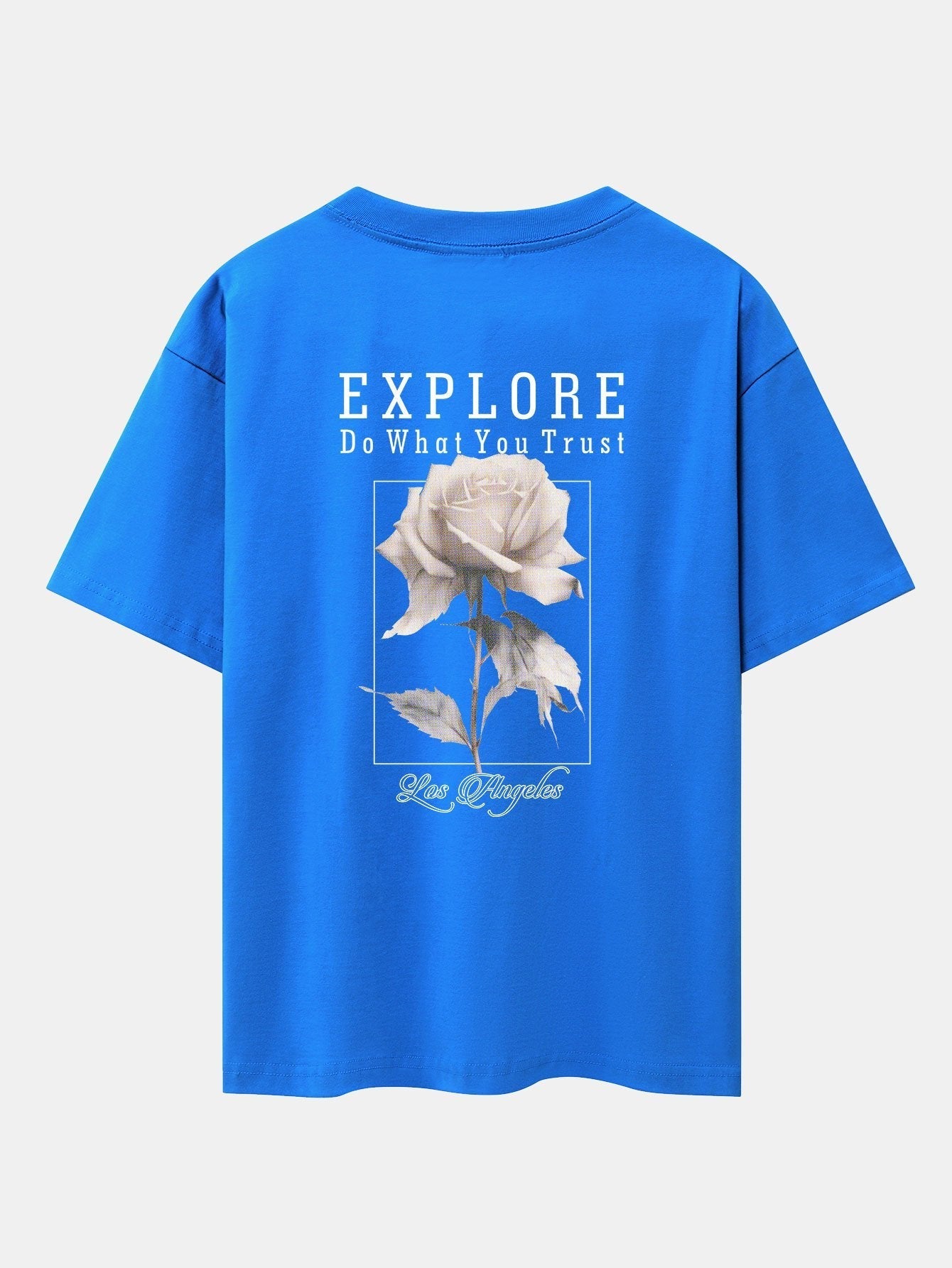 Rose Slogan Back Print Drop Shoulder Oversize T-Shirt