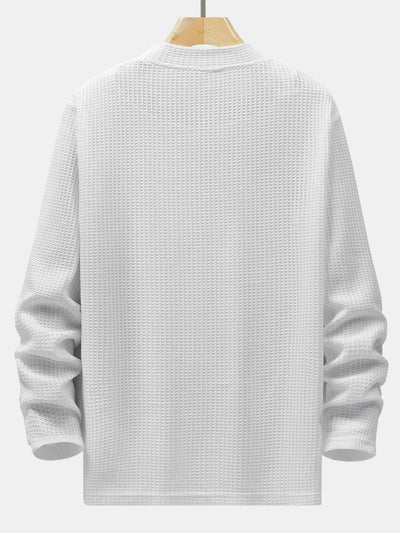 3 Pieces Long Sleeve Knitted Waffle Mock Neck T-Shirts