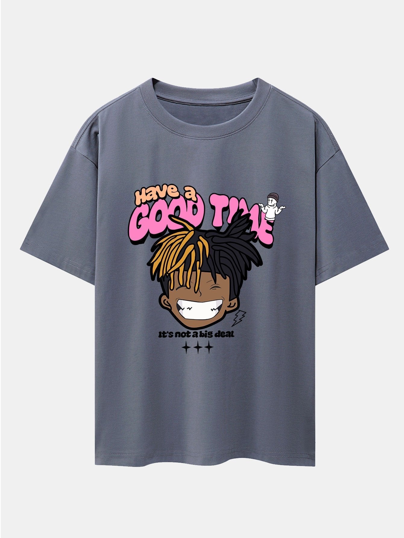 Cartoon Character Slogan Print Drop Shoulder Oversize T-Shirt