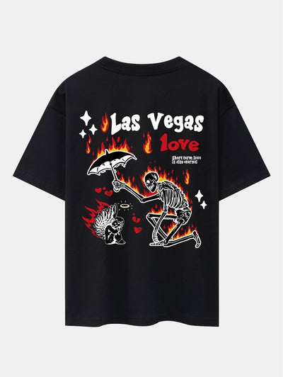 Skeleton And Angel Back Print Drop Shoulder Oversize T-Shirt