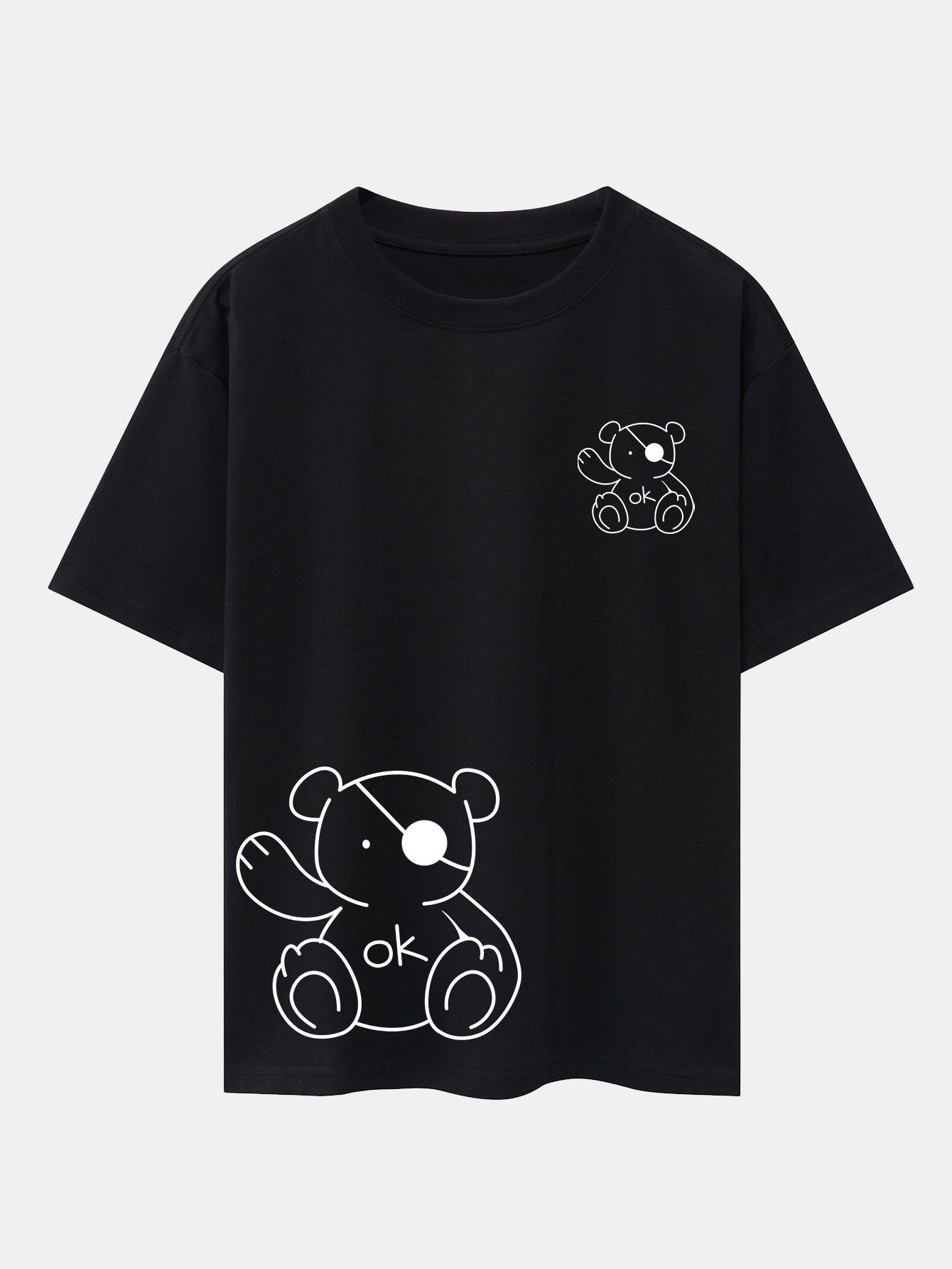 Bear Print Drop Shoulder Oversize T-Shirt