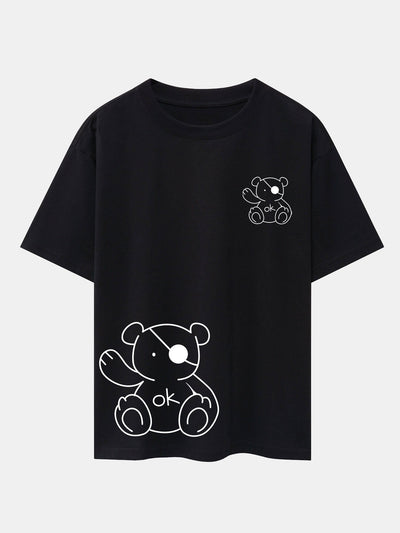 Bear Print Drop Shoulder Oversize T-Shirt
