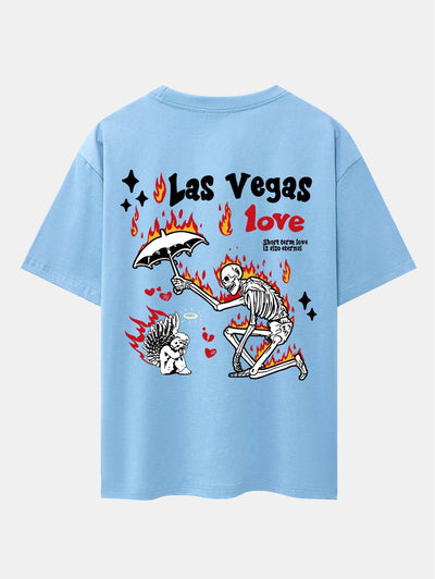 Skeleton And Angel Back Print Drop Shoulder Oversize T-Shirt