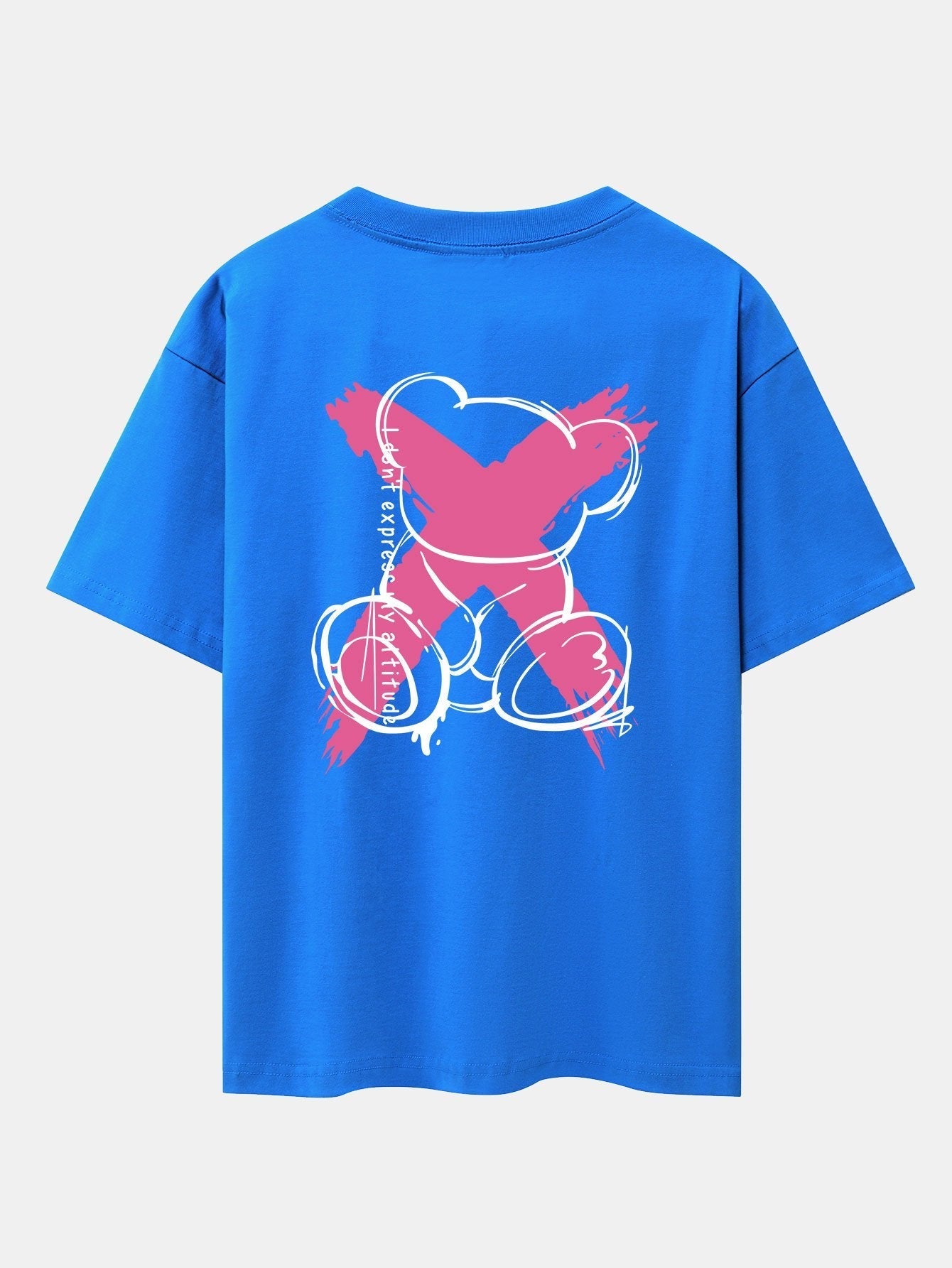 Graffiti Bear Print Drop Shoulder Oversize T-Shirt