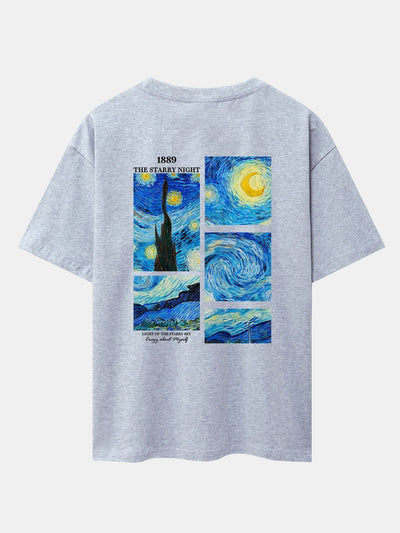 The Starry Night Back Print Drop Shoulder Oversize T-Shirt
