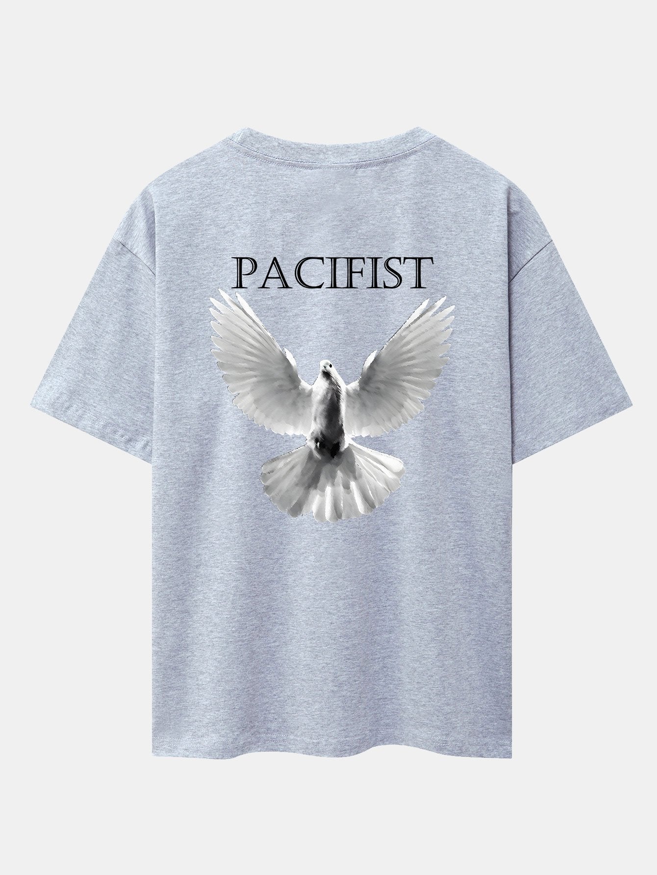 Pacifist Dove Back Print Drop Shoulder Oversize T-Shirt