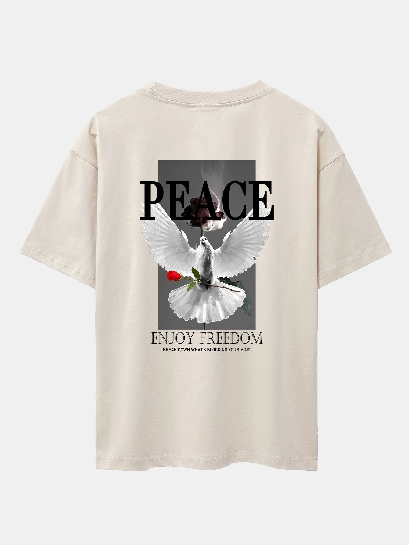 Dove Rose Slogan Back Print Drop Shoulder Oversize T-Shirt