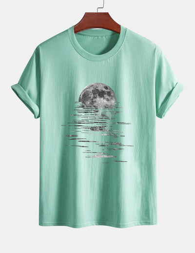 Regular Fit Moon Print Cotton T-Shirt