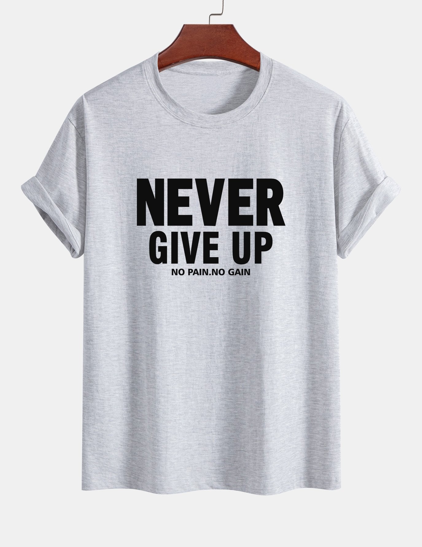 Regular Fit Never Give Up Print Cotton T-Shirt
