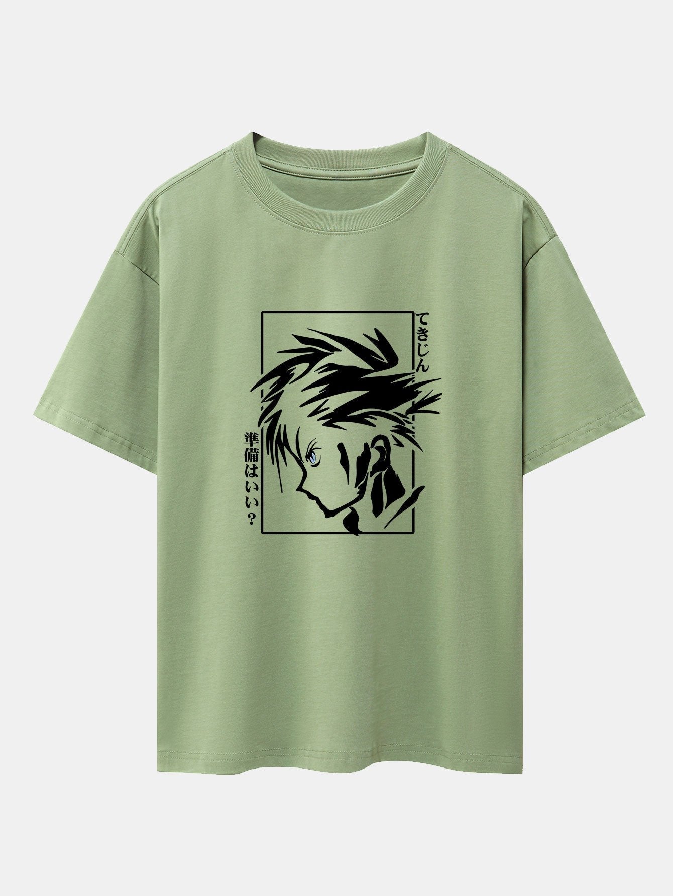 Japanese Comic Male Print Drop Shoulder Oversize T-Shirt