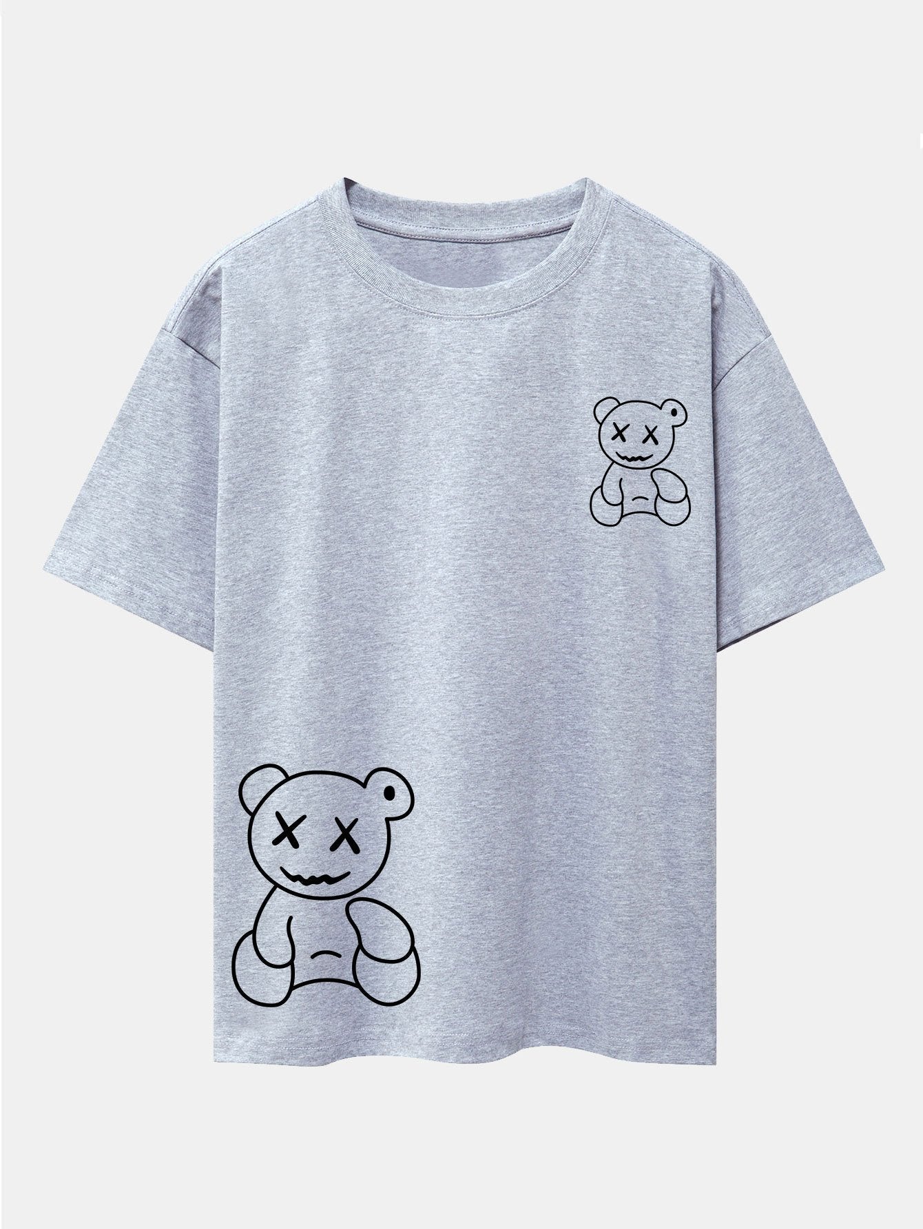 Bear line Print Drop Shoulder Oversize T-Shirt