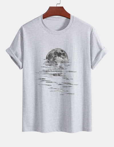 Regular Fit Moon Print Cotton T-Shirt