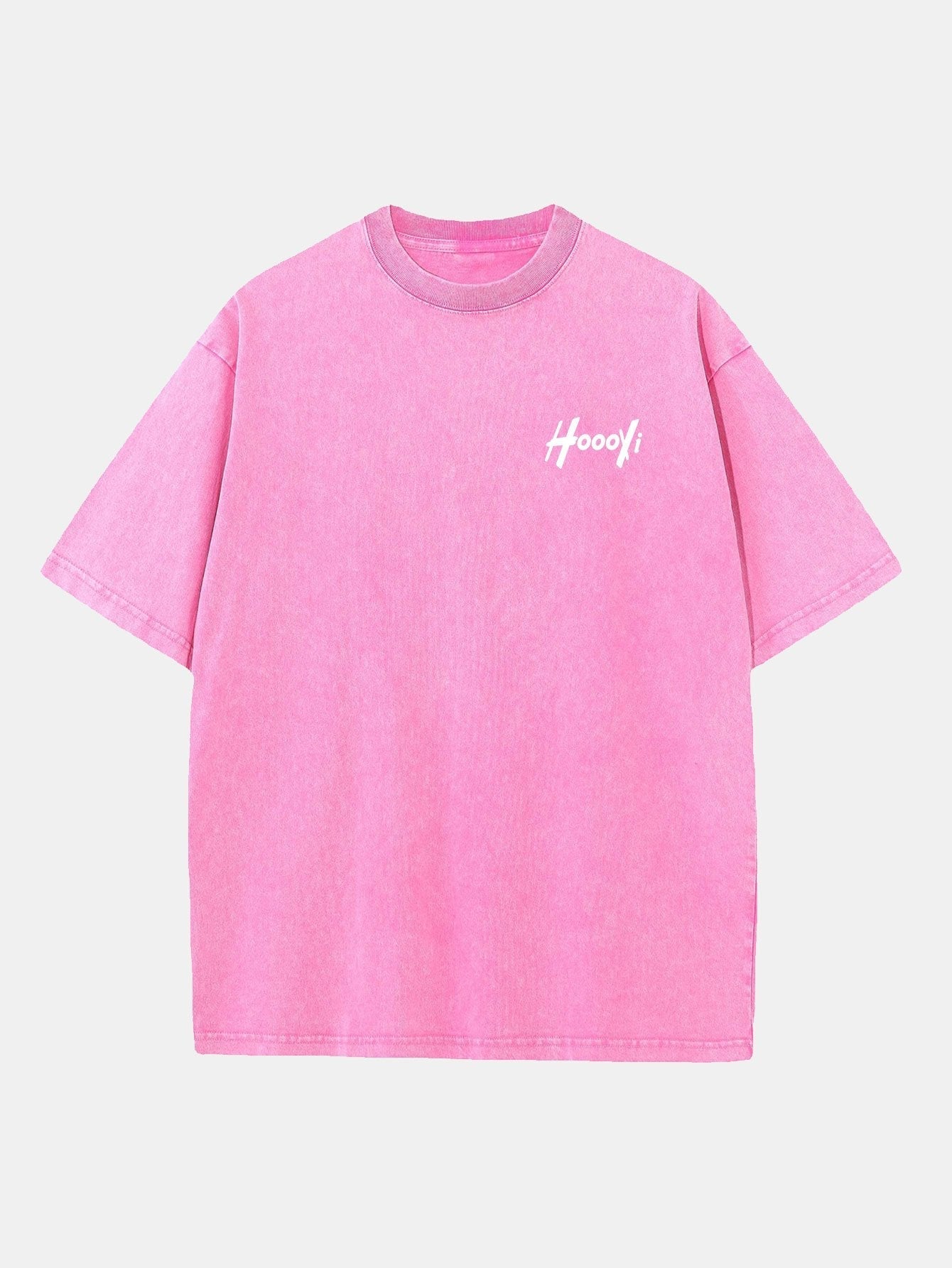 Hoooyi Print Washed Distressed Drop Shoulder T-Shirt