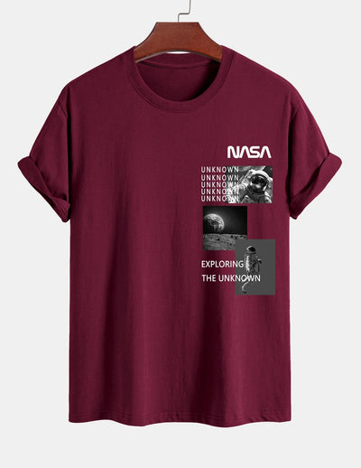 Regular Fit NASA Moon Landing Print Cotton T-Shirt