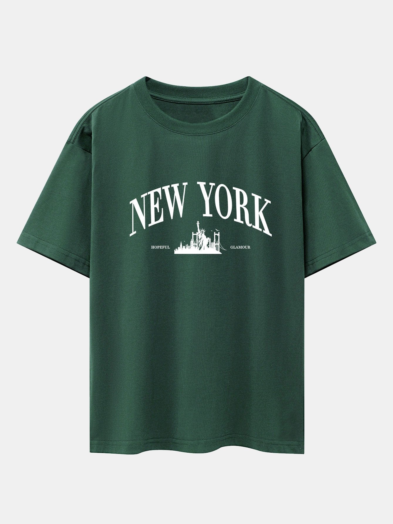New York Slogan Print Drop Shoulder Oversize T-Shirt