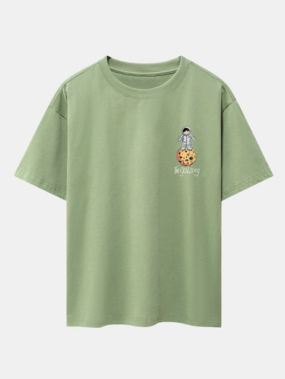 Galaxy Astronaut Print Drop Shoulder Oversize T-Shirt