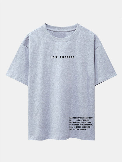 Los Angeles Slogan Print Drop Shoulder Oversize T-Shirt