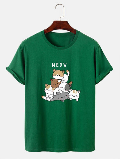 Cute Cat Print T-Shirt