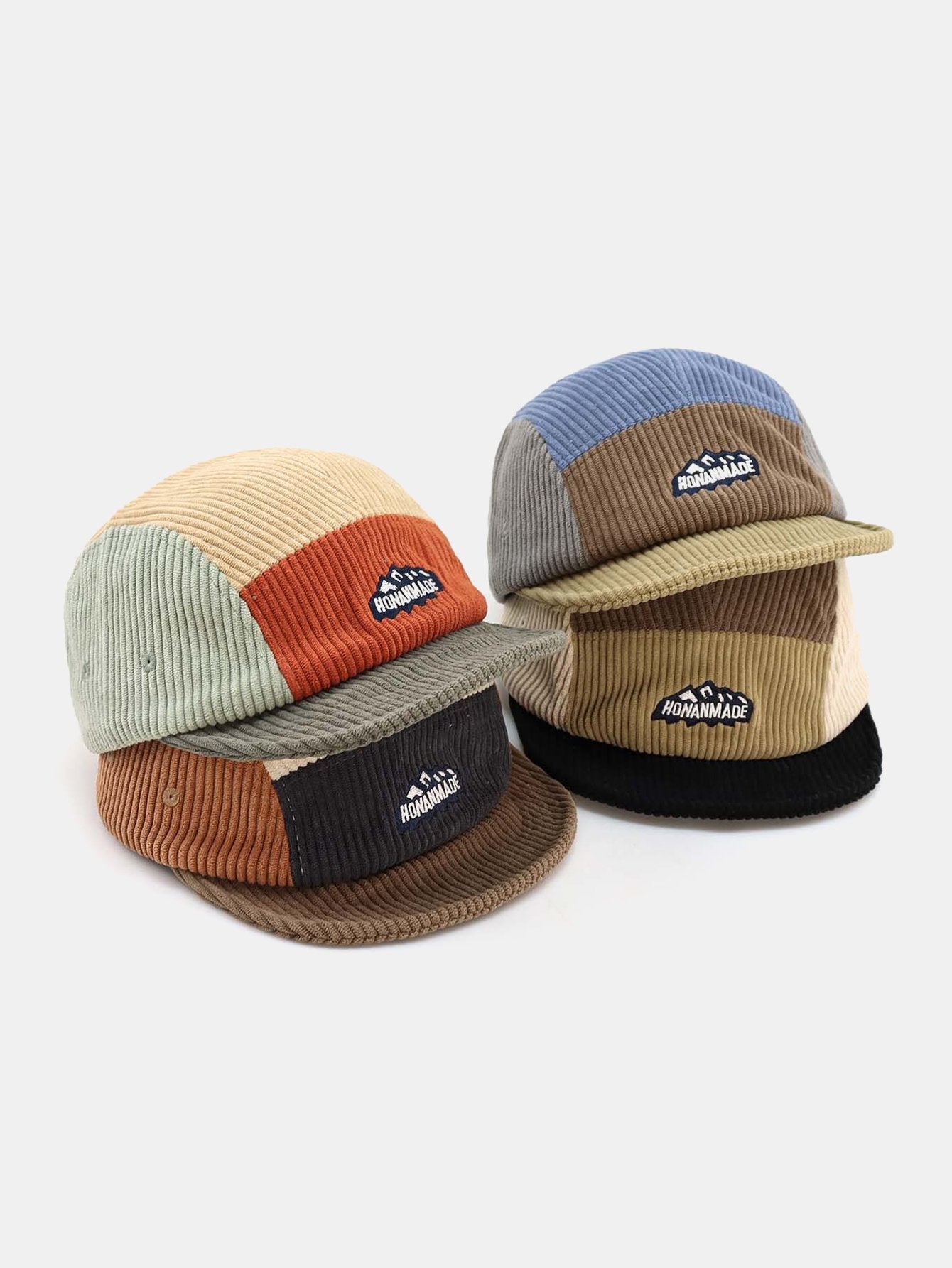 Slogan Pattern Color Block Corduroy Baseball Cap