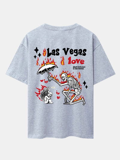 Skeleton And Angel Back Print Drop Shoulder Oversize T-Shirt