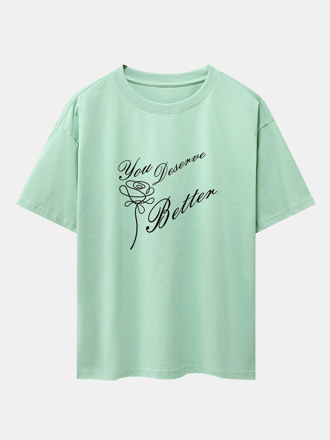 Rose Slogan Print Drop Shoulder Oversize T-Shirt
