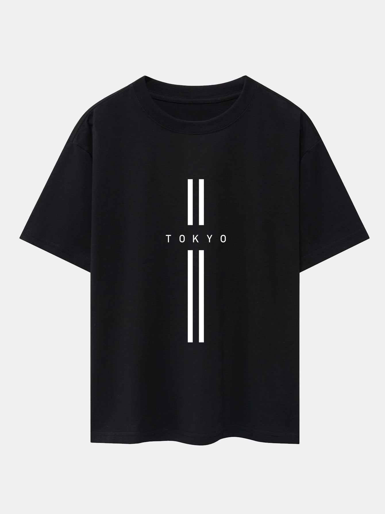 Stripe Tokyo Print Drop Shoulder Oversize T-Shirt
