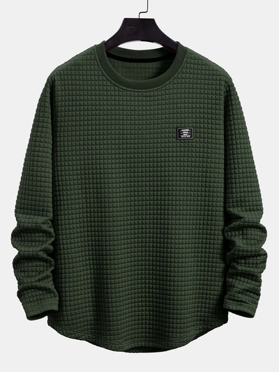 3 Pieces Long Sleeve Waffle Arc Hem T-Shirts