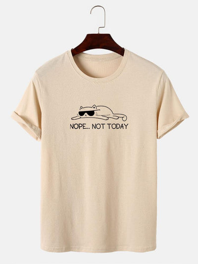 Nope Not Today Cat Print T-Shirt