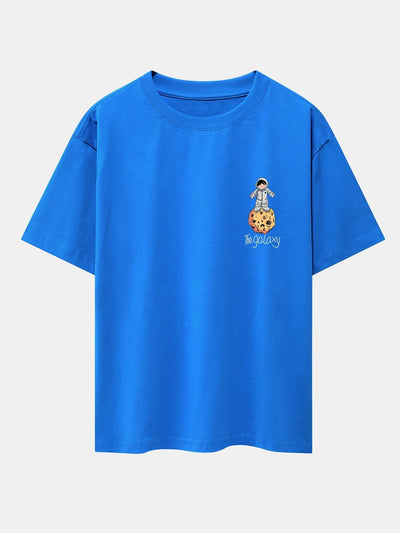 Galaxy Astronaut Print Drop Shoulder Oversize T-Shirt