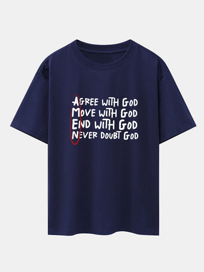 Circled Slogan Print Drop Shoulder Oversize T-Shirt