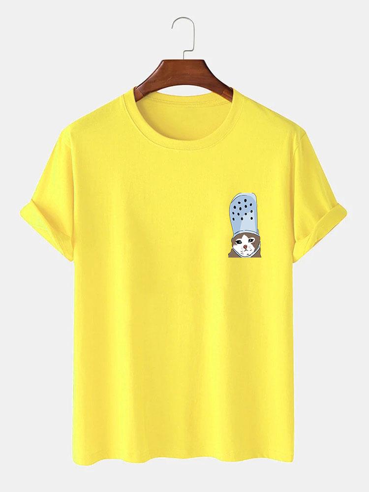 Crying Cat in a Croc Print T-Shirt
