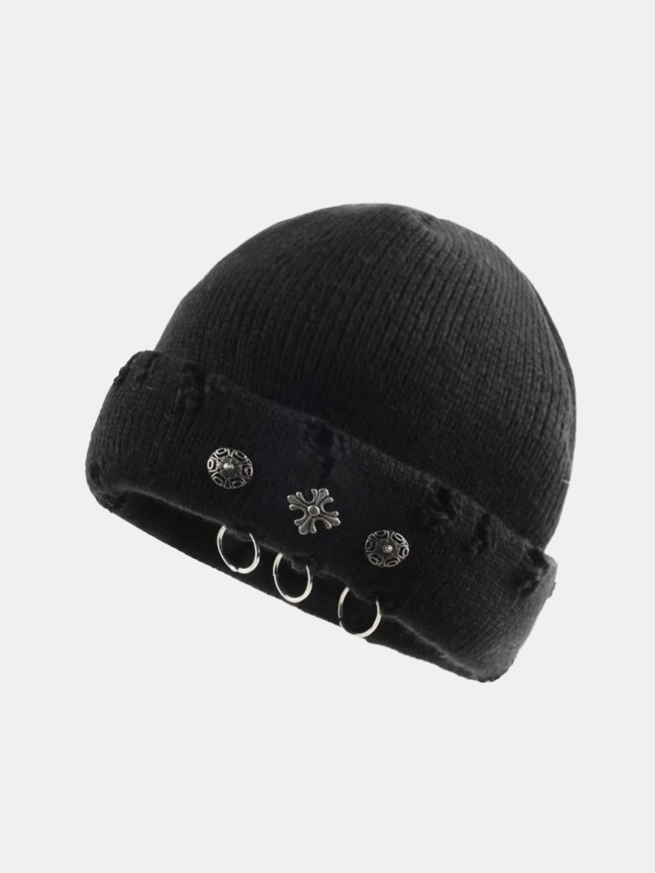 Hip Hop Vintage Cross Rings Knit Beanie Hat