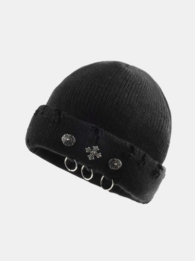 Hip Hop Vintage Cross Rings Knit Beanie Hat