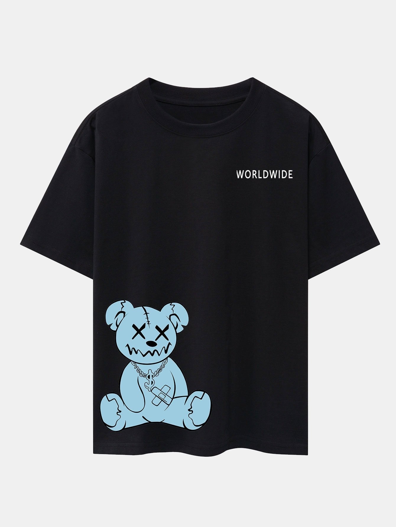 Worldwide Bear Print Drop Shoulder Oversize T-Shirt