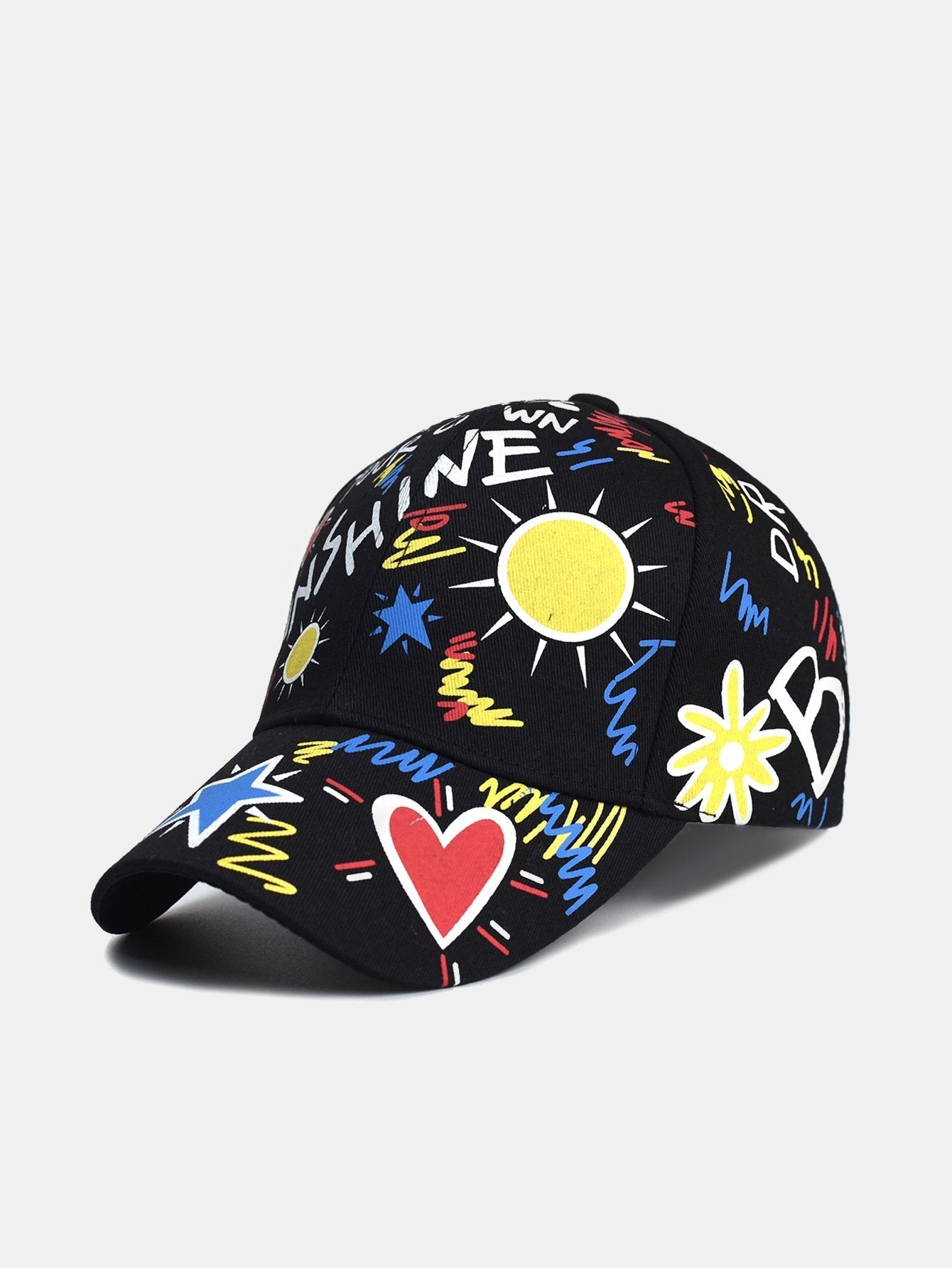 Hip Hop Graffiti Sun Slogan Pattern Baseball Cap