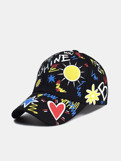 Hip Hop Graffiti Sun Slogan Pattern Baseball Cap