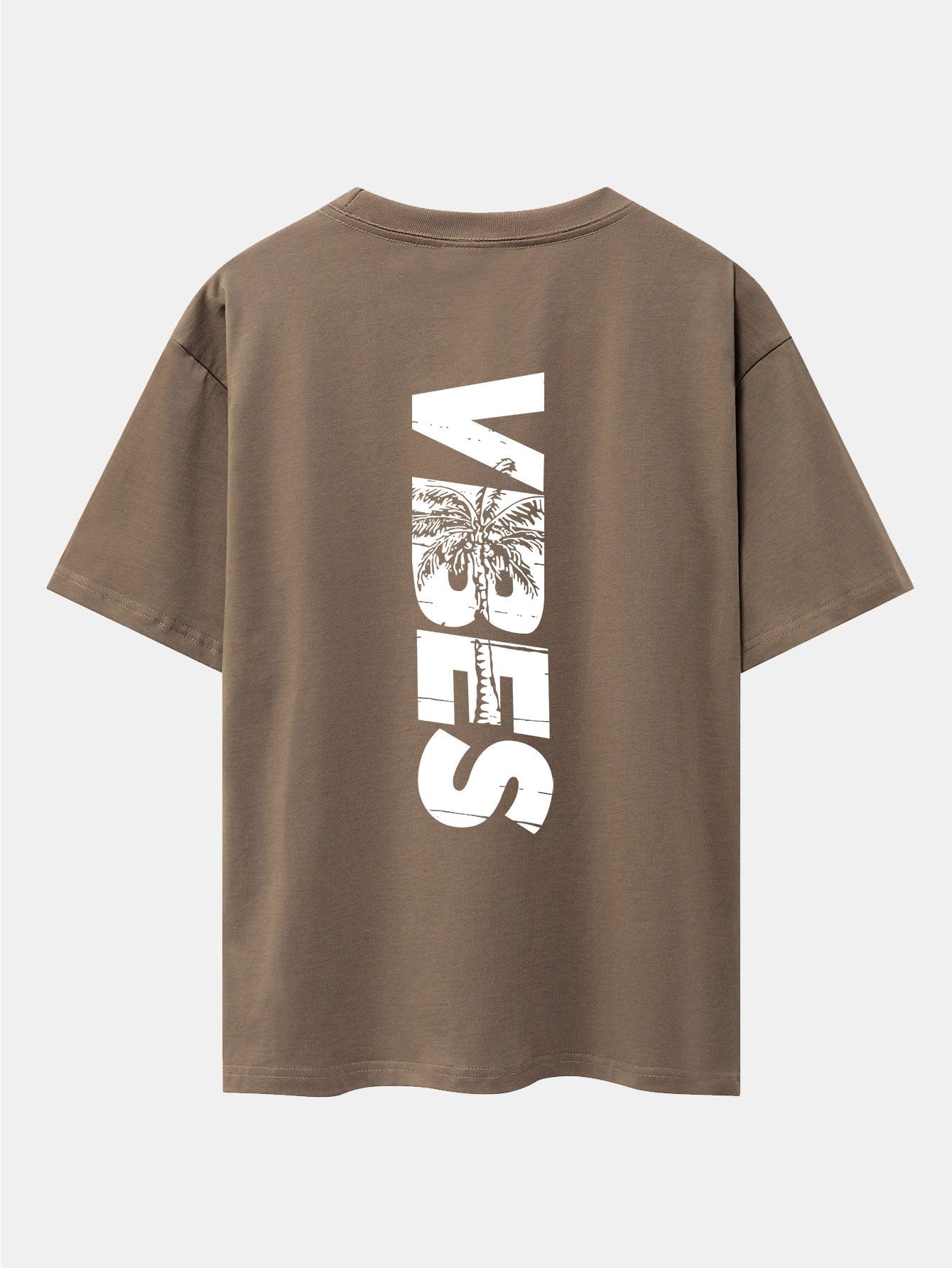 Palm Tree Vibes Slogan Back Print Drop Shoulder Oversize T-Shirt
