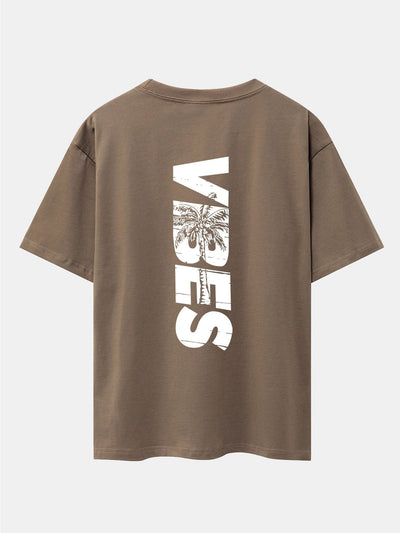 Palm Tree Vibes Slogan Back Print Drop Shoulder Oversize T-Shirt