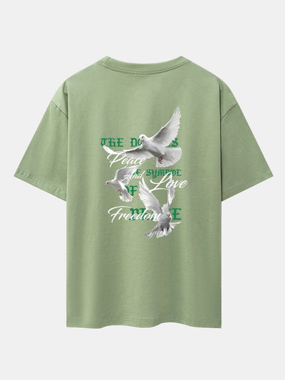 Dove Slogan Back Print Drop Shoulder Oversize T-Shirt
