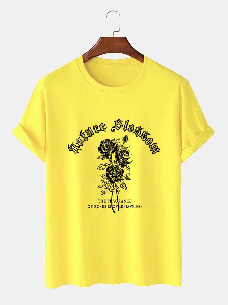 Gothic Style Rose Print T-Shirts