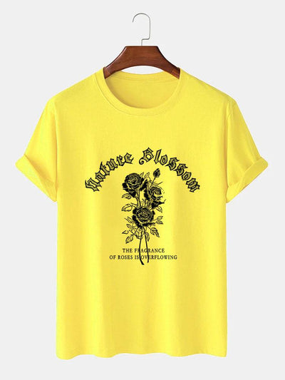 Gothic Style Rose Print T-Shirts
