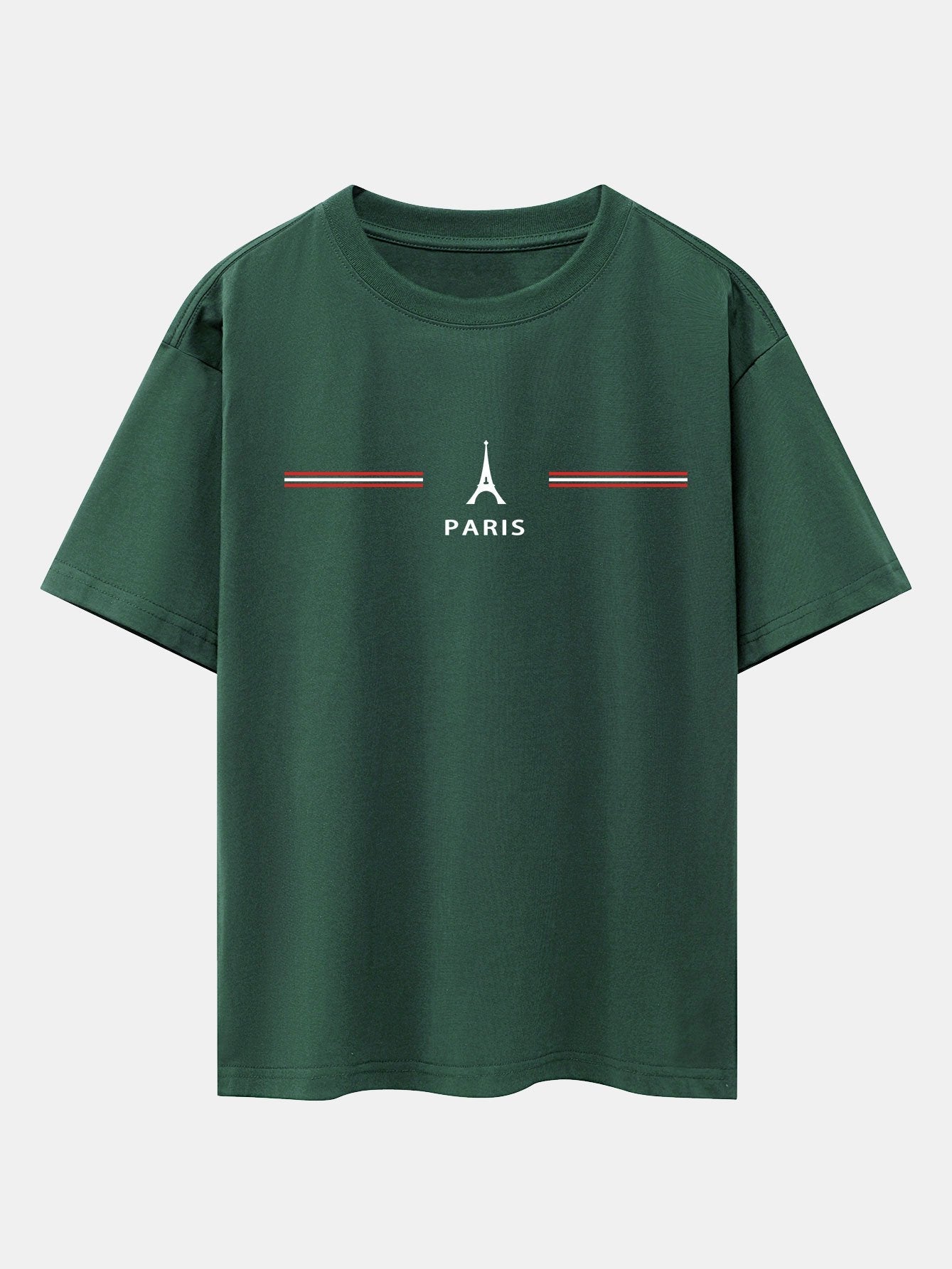Paris Stripes Print Drop Shoulder Oversize T-Shirt