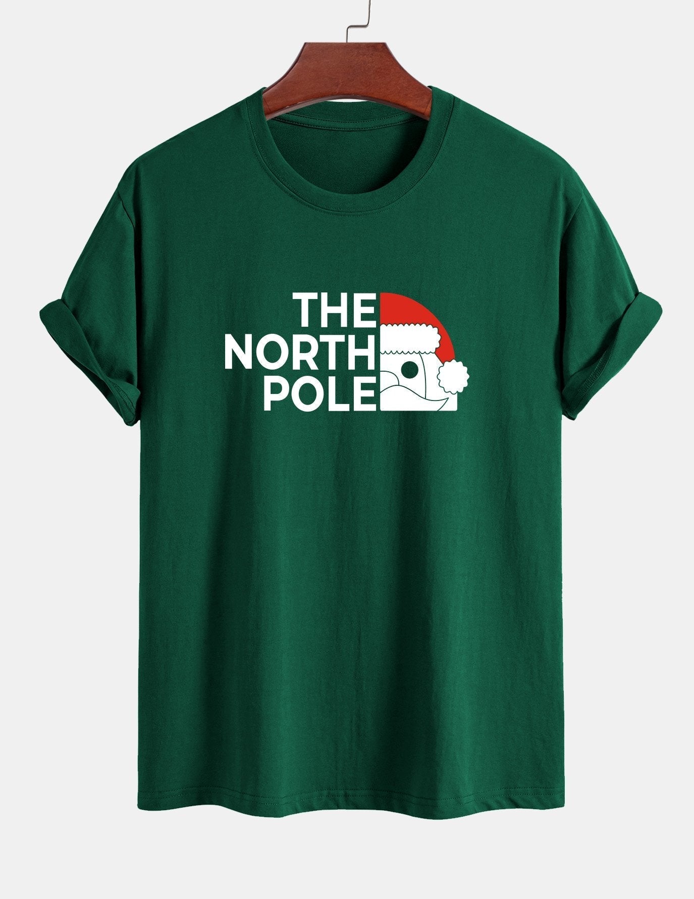 Regular Fit Santa Claus Slogan Print Cotton T-Shirt