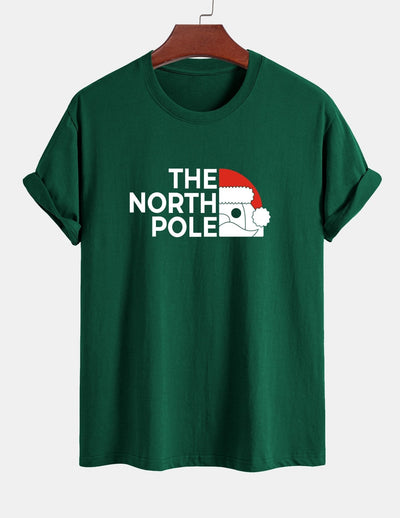 Regular Fit Santa Claus Slogan Print Cotton T-Shirt