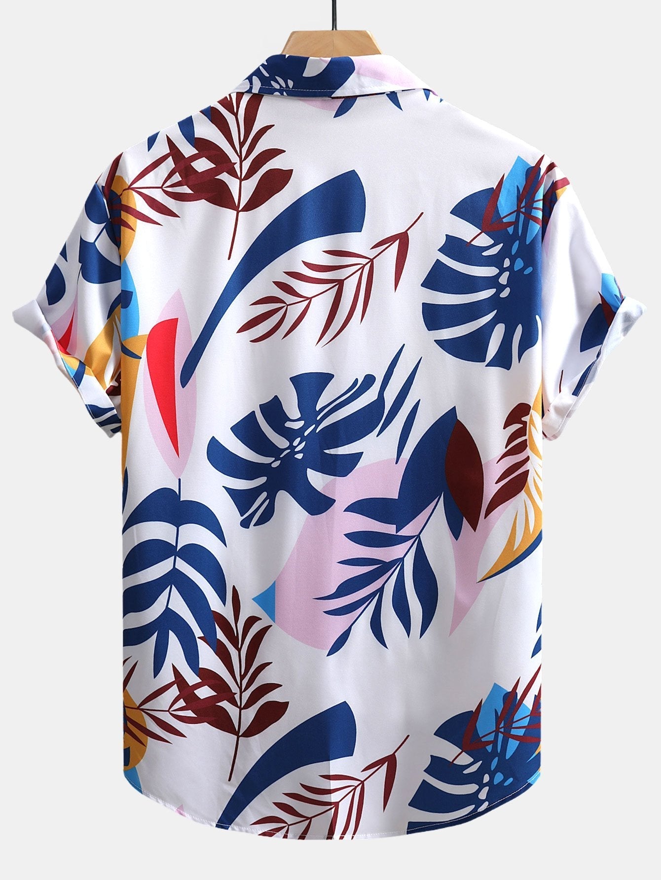 Colorful Leaf Print Button Up Shirt